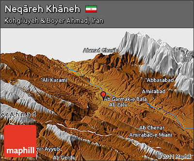 Physical Panoramic Map of Neqāreh Khāneh