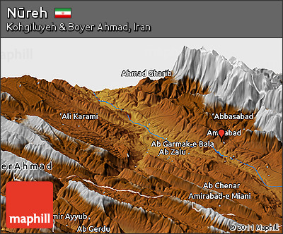 Physical Panoramic Map of Nūreh
