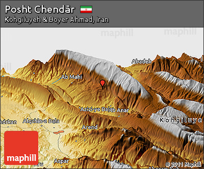Physical Panoramic Map of Posht Chendār
