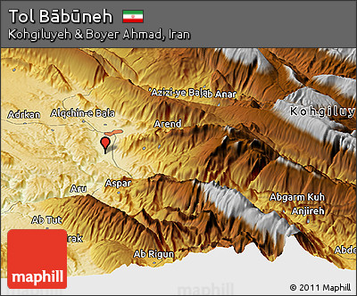 Physical Panoramic Map of Tol Bābūneh
