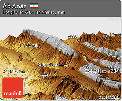 Physical Panoramic Map of Āb Anār