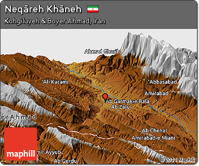 Physical Panoramic Map of Neqāreh Khāneh