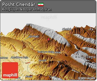 Physical Panoramic Map of Posht Chendār