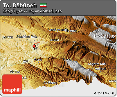 Physical Panoramic Map of Tol Bābūneh