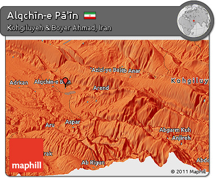Political Panoramic Map of Alqchīn-e Pā'īn