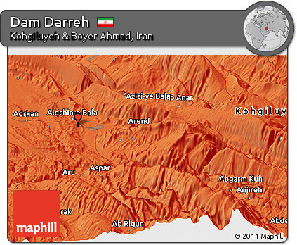 Political Panoramic Map of Dam Darreh
