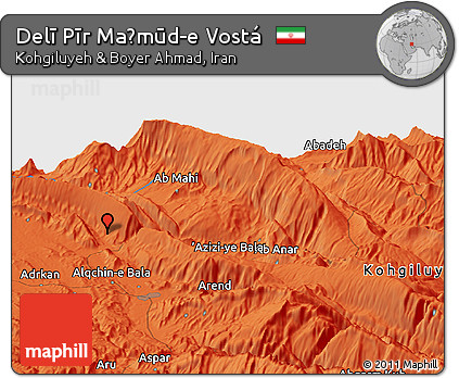Political Panoramic Map of Delī Pīr Maḩmūd-e Vostá