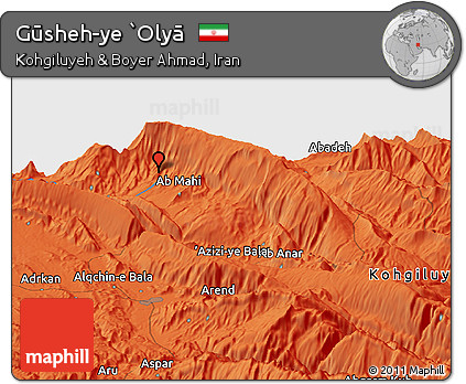 Political Panoramic Map of Gūsheh-ye `Olyā