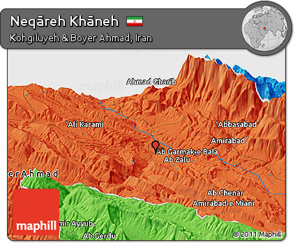 Political Panoramic Map of Neqāreh Khāneh