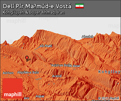Political Panoramic Map of Delī Pīr Maḩmūd-e Vostá