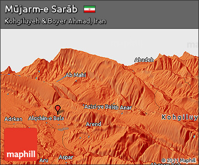 Political Panoramic Map of Mūjarm-e Sarāb