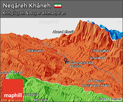 Political Panoramic Map of Neqāreh Khāneh