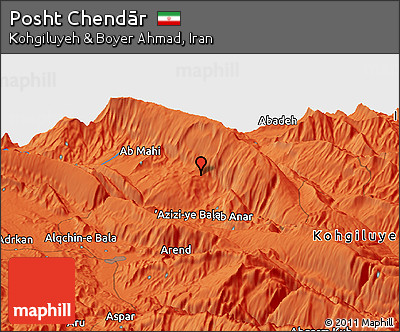 Political Panoramic Map of Posht Chendār