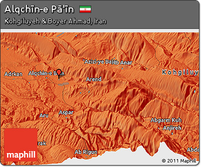 Political Panoramic Map of Alqchīn-e Pā'īn