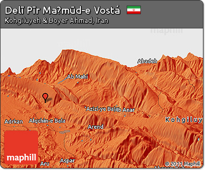 Political Panoramic Map of Delī Pīr Maḩmūd-e Vostá