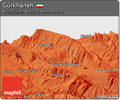 Political Panoramic Map of Gūrkhāneh