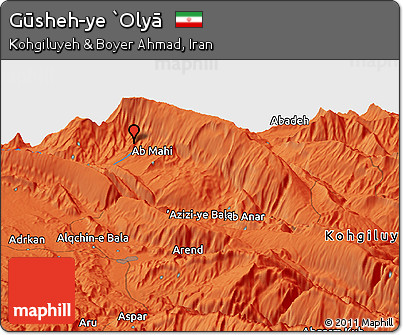Political Panoramic Map of Gūsheh-ye `Olyā