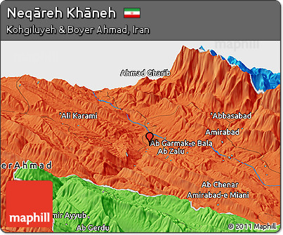 Political Panoramic Map of Neqāreh Khāneh