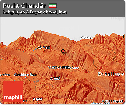 Political Panoramic Map of Posht Chendār