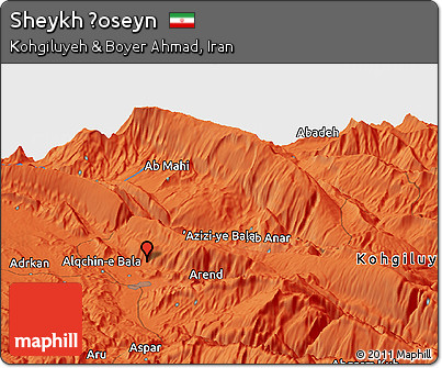 Political Panoramic Map of Sheykh Ḩoseyn