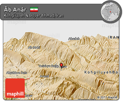 Satellite Panoramic Map of Āb Anār