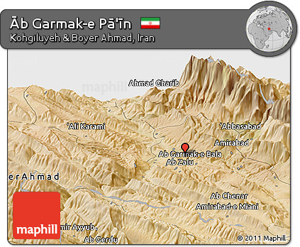 Satellite Panoramic Map of Āb Garmak-e Pā'īn