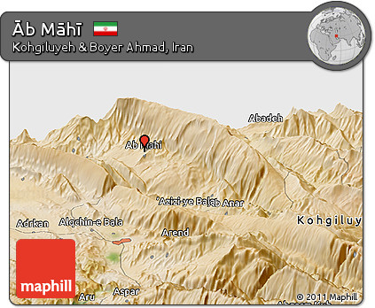 Satellite Panoramic Map of Āb Māhī