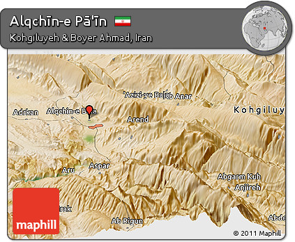 Satellite Panoramic Map of Alqchīn-e Pā'īn