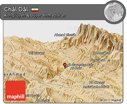 Satellite Panoramic Map of Chāl Dāl