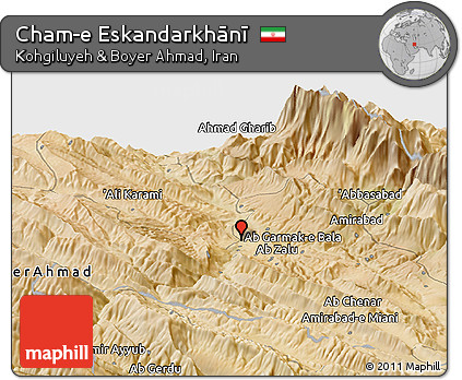 Satellite Panoramic Map of Cham-e Eskandarkhānī