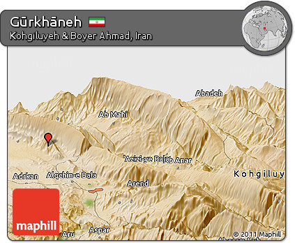 Satellite Panoramic Map of Gūrkhāneh