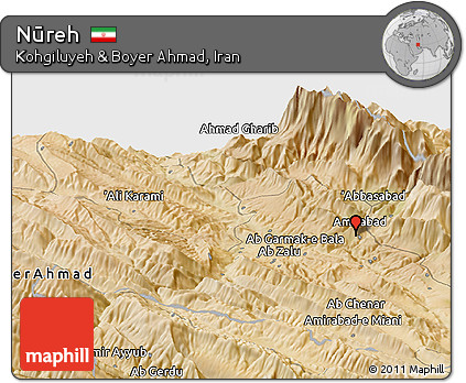 Satellite Panoramic Map of Nūreh