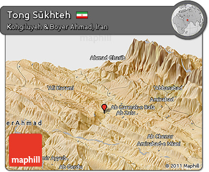 Satellite Panoramic Map of Tong Sūkhteh