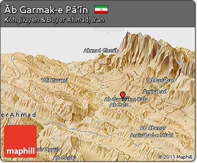 Satellite Panoramic Map of Āb Garmak-e Pā'īn