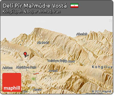 Satellite Panoramic Map of Delī Pīr Maḩmūd-e Vostá