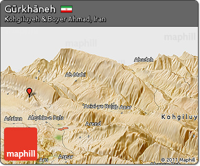 Satellite Panoramic Map of Gūrkhāneh