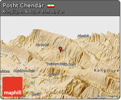 Satellite Panoramic Map of Posht Chendār