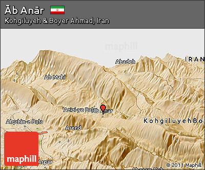 Satellite Panoramic Map of Āb Anār