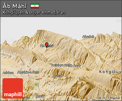 Satellite Panoramic Map of Āb Māhī