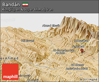 Satellite Panoramic Map of Bandān