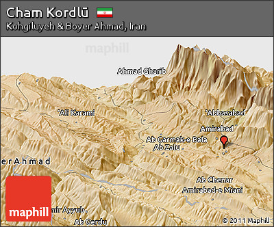 Satellite Panoramic Map of Cham Kordlū