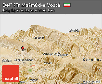 Satellite Panoramic Map of Delī Pīr Maḩmūd-e Vostá