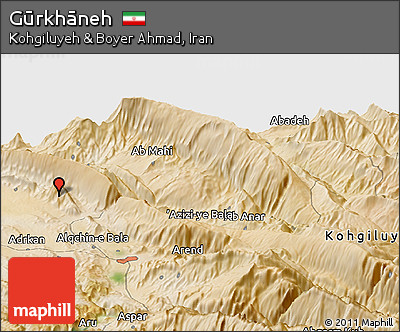 Satellite Panoramic Map of Gūrkhāneh
