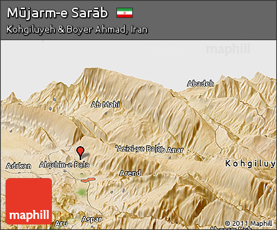 Satellite Panoramic Map of Mūjarm-e Sarāb