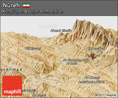 Satellite Panoramic Map of Nūreh