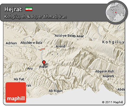 Shaded Relief Panoramic Map of Hejrat