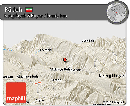 Shaded Relief Panoramic Map of Pādeh