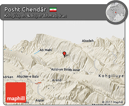 Shaded Relief Panoramic Map of Posht Chendār