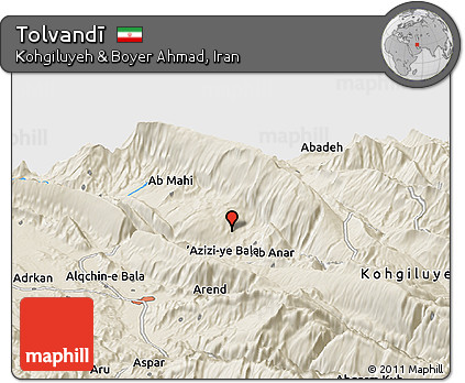 Shaded Relief Panoramic Map of Tolvandī