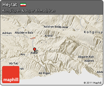 Shaded Relief Panoramic Map of Hejrat